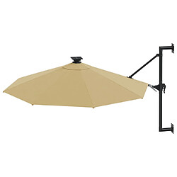 Helloshop26 Parasol mural avec mât métallique et led 300 cm taupe 02_0008695