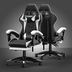 RATTANTREE Chaise de Gaming avec Repose-Pied, Chaise Gaming Racing, Dossier Inclinable à 155, Avec support lombaire, Fauteuil gamer Ergonomique, Siege Gaming avec Appui-tête, Noir Blanc pas cher