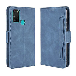 Etui en PU magnétique avec plusieurs porte-cartes bleu pour votre Huawei Honor Play 9A/Honor 9A