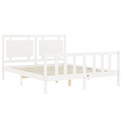 Maison Chic Cadre/structure de lit avec tête de lit pour adulte - Lit Moderne Chambre blanc King Size bois massif -MN20081 pas cher