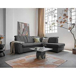 Bestmobilier Paul - canapé d'angle droit - 5 places - convertible avec coffre et têtières - en tissu Paul - canapé d'angle droit - 5 places - convertible avec coffre et têtières - en tissu - Gris foncé