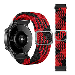 Bracelet en tissu Corde tressée de 20 mm réglable rouge/noir pour votre Samsung Galaxy Watch Active/Active2 40mm/Watch 42mm