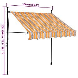 vidaXL Auvent manuel rétractable avec LED 150 cm Jaune et bleu pas cher