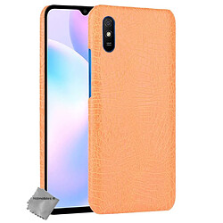 Htdmobiles Coque rigide simili cuir crocodile pour Xiaomi Redmi 9A + film ecran - ORANGE