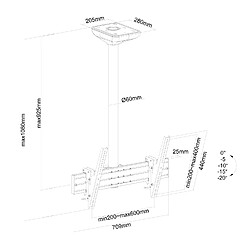 Acheter Kimex Support plafond inclinable pour 1 écran TV 43''-55'' - Hauteur 100 cm