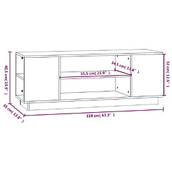 vidaXL Meuble TV Gris 110x35x40,5 cm Bois de pin massif pas cher