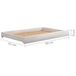 vidaXL Tiroirs de lit 88x61 - Blanc pas cher