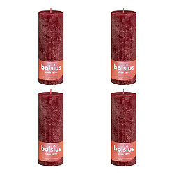 Bolsius Bougies pilier rustiques Shine 4 pcs 190x68 mm Rouge velours