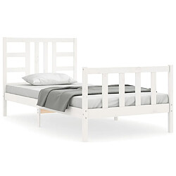 Maison Chic Cadre/structure de lit et tête de lit pour adulte - Lit Moderne Chambre blanc 100x200 cm bois massif -MN68778