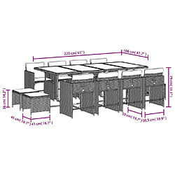 Acheter vidaXL Ensemble à manger de jardin et coussins 13 pcs mélange beige