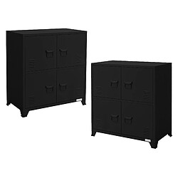 ML DESIGN MODERN LIVING Lot de 2 armoires de bureau Armoire de classement Armoire en acier avec étagères