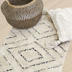 Aubry Gaspard Tapis en coton naturel et noir 60 x 90 cm Losanges.