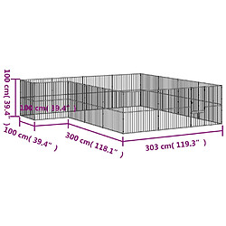 vidaXL Parc pour chien 16 panneaux noir acier galvanisé pas cher