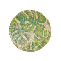 Beliani Tapis en jute ?140 cm beige / vert motif feuille BAYAT - beige-vert