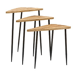 Set de 3 Tables d'Appoint Parümm Manigh en Bois d'Épicéa avec Structure Métallique