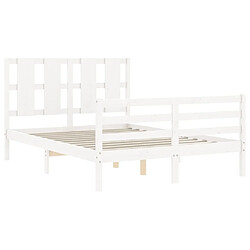 Maison Chic Cadre/structure de lit avec tête de lit pour adulte - Lit Moderne Chambre blanc petit double bois massif -MN38681 pas cher