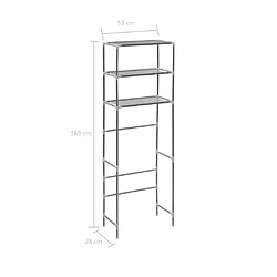 vidaXL Support de rangement 3 niveaux de toilette Argenté 53x28x169 cm pas cher