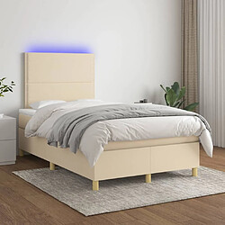 Sommier à lattes,Cadre à lattes de lit et matelas et LED pour Adulte Crème 120x200cm Tissu -MN25776