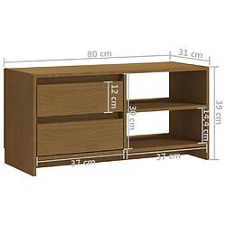 vidaXL Meuble TV Marron miel 80x31x39 cm Bois de pin massif pas cher