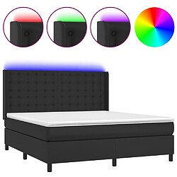 vidaXL Sommier à lattes de lit matelas LED Noir 160x200cm Similicuir