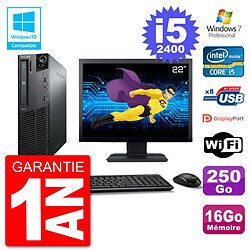 PC Lenovo M82 SFF Ecran 22" i5-2400 RAM 16Go Disque 250Go Graveur DVD Wifi W7 - Occasion