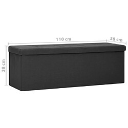 vidaXL Banc de rangement pliable Noir Faux lin pas cher