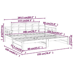 vidaXL Lit coulissant sans matelas blanc bois de pin solide pas cher