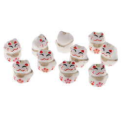 Acheter 10 pièces en céramique chance chat maneki neko en porcelaine entretoise perles 12x14mm