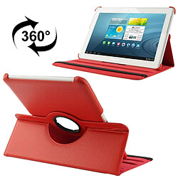 Wewoo Housse Étui rouge pour Samsung Galaxy Tab 2 10.1 / P5100 360 degrés Rotatif Litchi Texture en cuir avec support