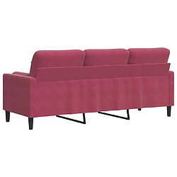 Acheter vidaXL Canapé 3 places avec oreillers bordeaux 180 cm velours