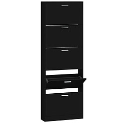 Maison Chic Armoire à chaussures | Meuble de rangement à chaussures Meuble d'Entrée Noir 59x17x169 cm Bois d'ingénierie -MN59229