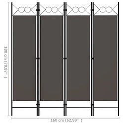 vidaXL Cloison de séparation 4 panneaux Anthracite 160 x 180 cm pas cher