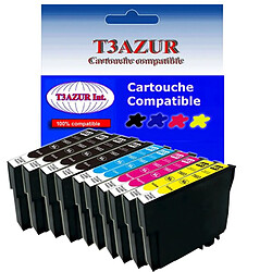 Lot de 10 cartouches d'encre compatibles Epson Expression Home XP-2105 -T3AZUR