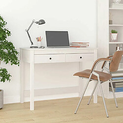 Maison Chic Bureau solide,Table de travail,Bureau d'ordinateur avec tiroirs Blanc 100x50x78 cm Bois massif de pin -GKD79508