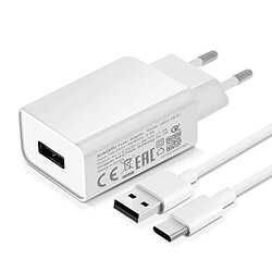 Chargeur secteur 18W + câble usb type c 1m original Xiaomi - Blanc