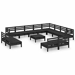 Maison Chic Salon de jardin 13 pcs - Table et chaises d'extérieur - Mobilier/Meubles de jardin Moderne Bois de pin massif Noir -MN93137