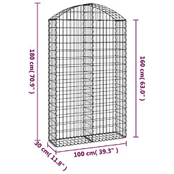 Acheter vidaXL Panier de gabions arqué 100x30x160/180 cm Fer galvanisé