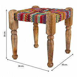 Tabouret Alexandra House Living Rouge Bois Fil 38 x 38 x 38 cm pas cher