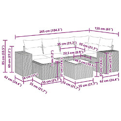 vidaXL Salon de jardin avec coussins 7 pcs gris clair résine tressée pas cher