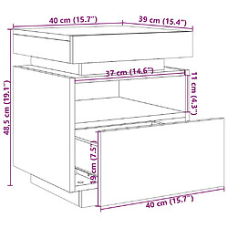 vidaXL Armoire de chevet avec lumières LED vieux bois 40x39x48,5 cm pas cher