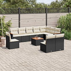 Maison Chic Salon de jardin 11 pcs avec coussins, Ensemble Tables et chaises d'extérieur noir résine tressée -GKD750882