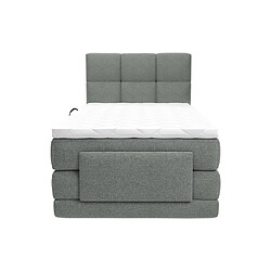 Vente-Unique Ensemble complet boxspring tête de lit capitonnée + sommiers relaxation électrique + matelas + surmatelas - 100 x 200 cm - Tissu - Gris clair - LODI de PALACIO pas cher