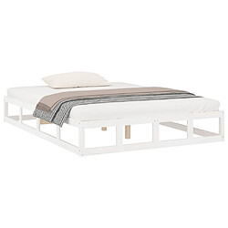 Avis Maison Chic Lit adulte - Lit simple Cadre de lit,Structure du lit Contemporain Blanc 160x200 cm Bois massif -MN98756