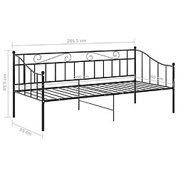 vidaXL Cadre de canapé-lit sans matelas noir métal 90x200 cm pas cher