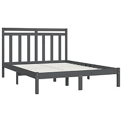 Avis vidaXL Cadre de lit sans matelas gris 135x190 cm bois massif