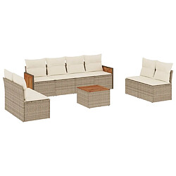 Maison Chic Salon de jardin avec coussins 9 pcs | Ensemble de Table et chaises | Mobilier d'Extérieur beige résine tressée -GKD12091