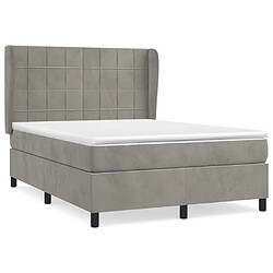 vidaXL Sommier à lattes de lit et matelas Gris clair 140x200cm Velours