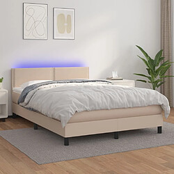 Sommier à lattes LED,Cadre à lattes de lit avec matelas pour Adulte Cappuccino 140x190 cm -MN62075