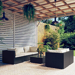 vidaXL Salon de jardin 6 pcs avec coussins résine tressée noir