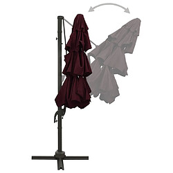 Maison Chic Parasol Jardin | Parasol à 4 niveaux avec mat en aluminium Bordeaux 3x3 m - GKD83226 pas cher